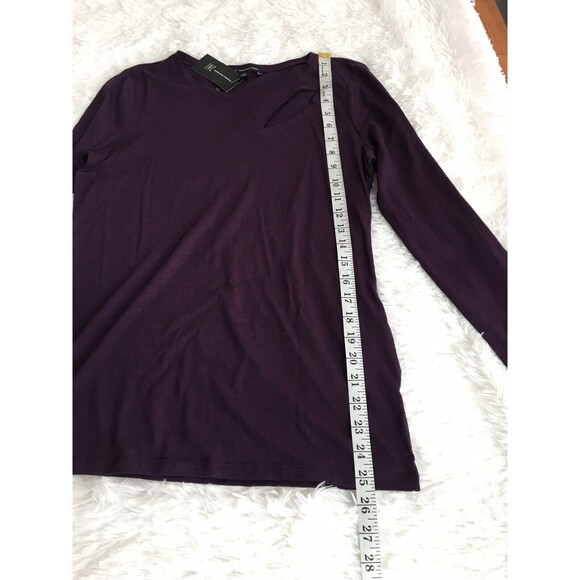 INC Tee Shirt Top Blackberry Cutout Long Sleeve Casual  XS - Picture 4 of 10